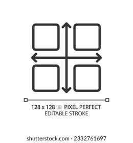 Matrix chart linear icon. Swot analysis. Business risk management. Decision making. Data presentation. Thin line illustration. Contour symbol. Vector outline drawing. Editable stroke