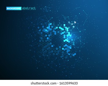 Matrix of countless blocks. Abstract polygonal space. Triangles with connecting dots and lines. Innovation concept for your design