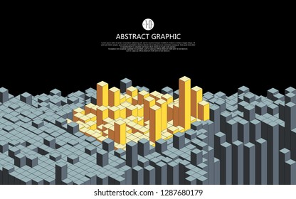 Matrix of countless blocks, big data, cloud computing, computer concepts.