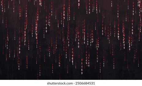 Matrix digital binary code moving down. High-tech digital binary code in matrix style. Digital rain of bright green, changing numbers on a dark background. Matrix style code background - continuous lo