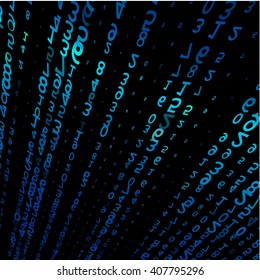 Matrix digital blauer Hintergrund, fliegende Ziffern