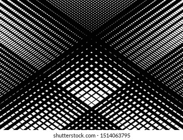 Matrix, grid, mesh pattern of intersecting irregular, dynamic lines. Trellis, lattice, grating illustration