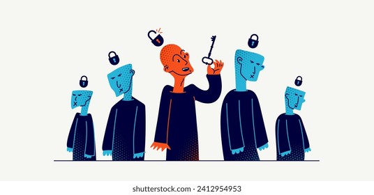 Matrix mind control and totalitarian society and state and one person has freed from control, psychological and social cultural matrix and liberation and nonconformist.
