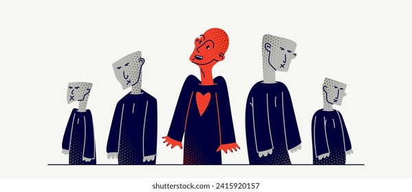 Matrix mind control and totalitarian society and state and one person has freed from control, psychological and social cultural matrix and liberation and nonconformist.