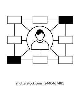 Matrix Organisational Icon Illustration. Flexible Matrix Organizational Structure. Visualization of matrix organizational structure highlighting cross-functional collaboration and flexibility.