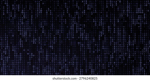 Matrix Rain Background, Digital Binary Rain, Code Rain Digital. Modern Technology Design With Matrix Rain And Binary Code Stream.