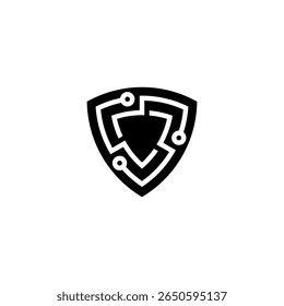O logotipo do Matrix Shield combina o símbolo do escudo com elementos de circuito digital ou de rede, simbolizando a proteção e a segurança na era tecnológica.