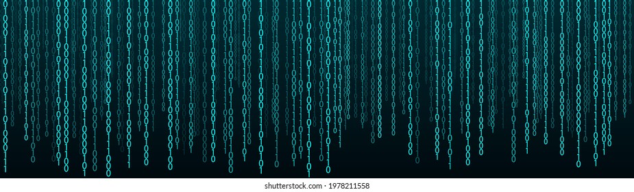 Matrix style background. Abstract futuristic cyberspace with binary code. Falling numbers. Vector illustration