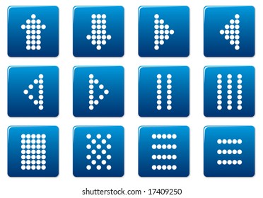 Matrix symbols square icons set. Blue - white palette. Vector illustration.