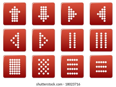 Matrix symbols square icons set. Red - white palette. Vector illustration.