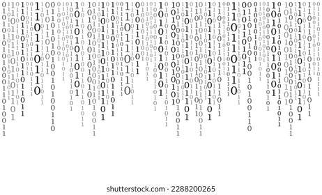 Matrix technology background. Cyber security with binary code. Rapidly falling randomly white numbers. Decoding algorithms hacked software. Big data visualization.