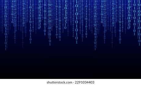 Fondo de tecnología de matriz. Ciberseguridad con código binario. Cayendo rápidamente los números blancos al azar. Algoritmos de decodificación hackeados software. Gran visualización de datos.