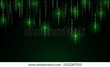 Matrix vector digital code rain in a Matrix inspired futuristic style. Light Effect matrix background. High-tech backdrop with glowing binary characters
