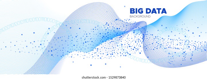 Matrix Vector. White Particle Background. Blue Technology Abstract. Data Numbers 