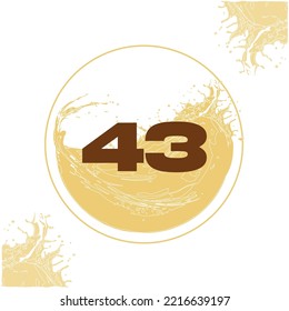 Matriz Numeral 43 with orange liquid background dripping in a circular shape in the background - juice, drink and beer