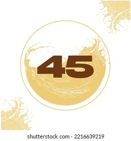 Matriz Numeral 45 with orange liquid background dripping in a circular shape in the background - juice, drink and beer