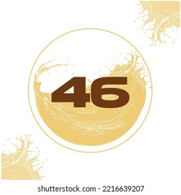 Matriz Numeral 46 with orange liquid background dripping in a circular shape in the background - juice, drink and beer