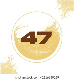 Matriz Número 47 con fondo líquido naranja goteando en forma circular al fondo - zumo, bebida y cerveza