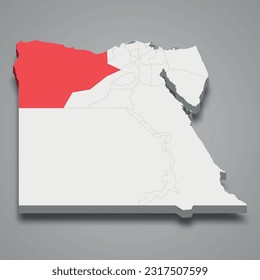 Matrouh region location within Egypt 3d isometric map