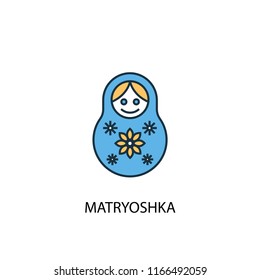 Matryoshka concept 2 colored line icon. Simple yellow and blue element illustration. Matryoshka concept outline symbol design from Russia set