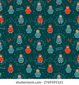 Matryoshka doll in Gzhel style. Vector drawing in the style of Russian folklore