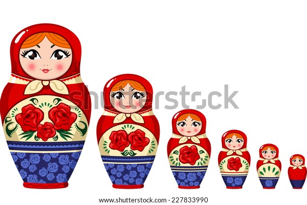 マトリョシカ人形ロシア人の営巣人形セットベクターイラスト のベクター画像素材 ロイヤリティフリー
