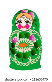 Matryoshka doll in vector, Russian nested doll, Babushka doll, Russian Souvenir,