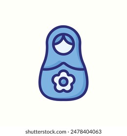 matryoshka icon, isolated blue outline icon