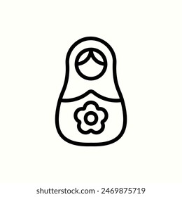 matryoshka icon, isolated light outline icon