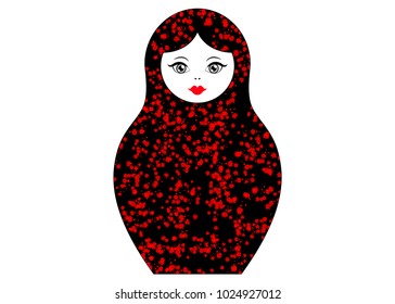 Matryoshka icon Russian nesting doll with colorful ornament , vector isolated