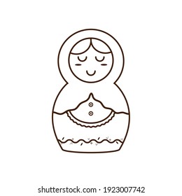 Matryoshka icon. Simple russian metryoshka doll. Russian souvenir icon.