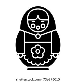 matryoshka icon, vector illustration, black sign on isolated background