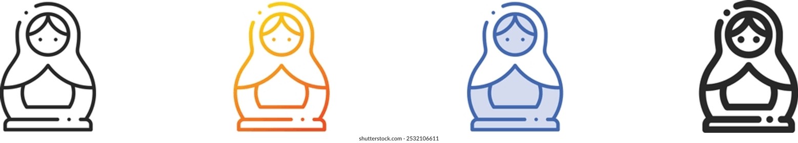 matryoshka icon.Thin Linear, Gradient, Blue Stroke and bold Style Design Isolated On White Background