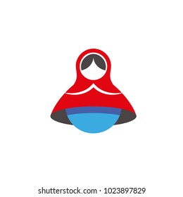 Matryoshka minimalistic icon. Russian doll logo template for the business card, branding and corporate identity.