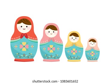 Matryoshka Russian doll cute vector illustration