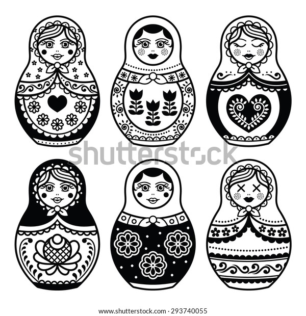 Matryoshka, Russian doll icons\
set 