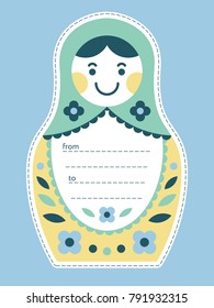 Matryoshka russian nesting doll gift tag. Place your text and cut out