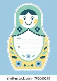 Matryoshka russian nesting doll gift tag. Place your text and cut out