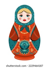 Matryoshka. Russian souvenir vector illustration. Nesting doll