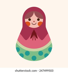 Matryoshka, Russian traditional wooden doll, vector pattern, flat icon, eps10