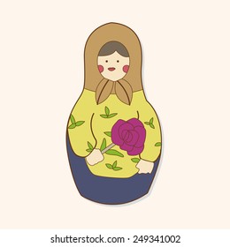 Matryoshka , Russian traditional wooden doll, vector pattern, elements,eps