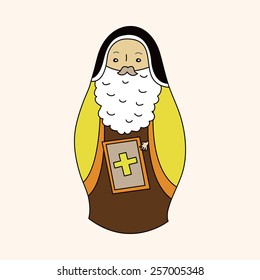 Matryoshka, Russian traditional wooden doll, vector pattern, elements,eps