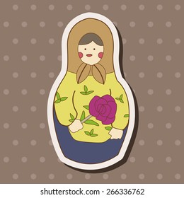 Matryoshka , Russian traditional wooden doll, vector pattern, elements,eps