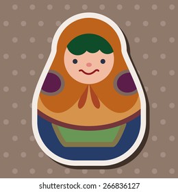 Matryoshka , Russian traditional wooden doll, vector pattern, flat icon elements background,eps10