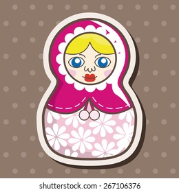 Matryoshka , Russian traditional wooden doll, vector pattern, elements,eps