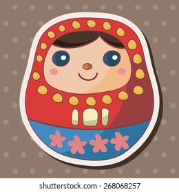 Matryoshka , Russian traditional wooden doll, theme elements