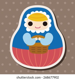 Matryoshka , Russian traditional wooden doll, vector pattern, elements,eps