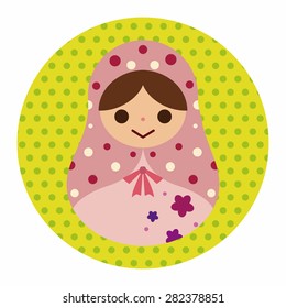 Matryoshka , Russian traditional wooden doll, vector pattern, flat icon elements background,eps10