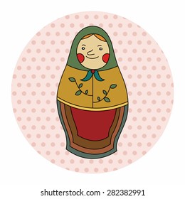 Matryoshka, Russian traditional wooden doll, vector pattern, elements,eps