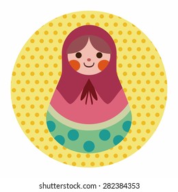 Matryoshka , Russian traditional wooden doll, vector pattern, flat icon elements background,eps10